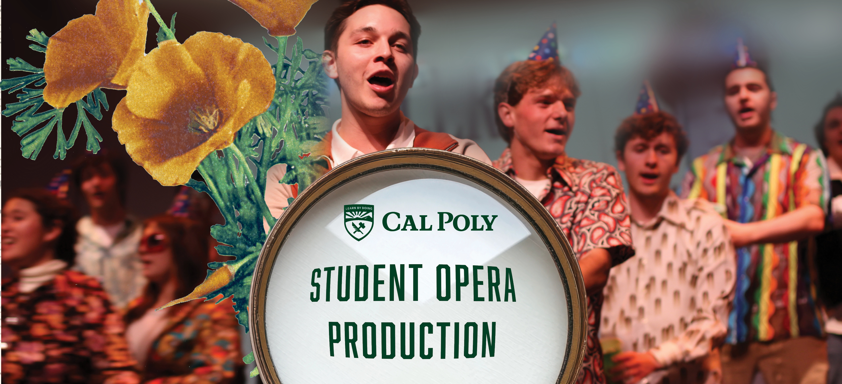 Opera singers with California poppies