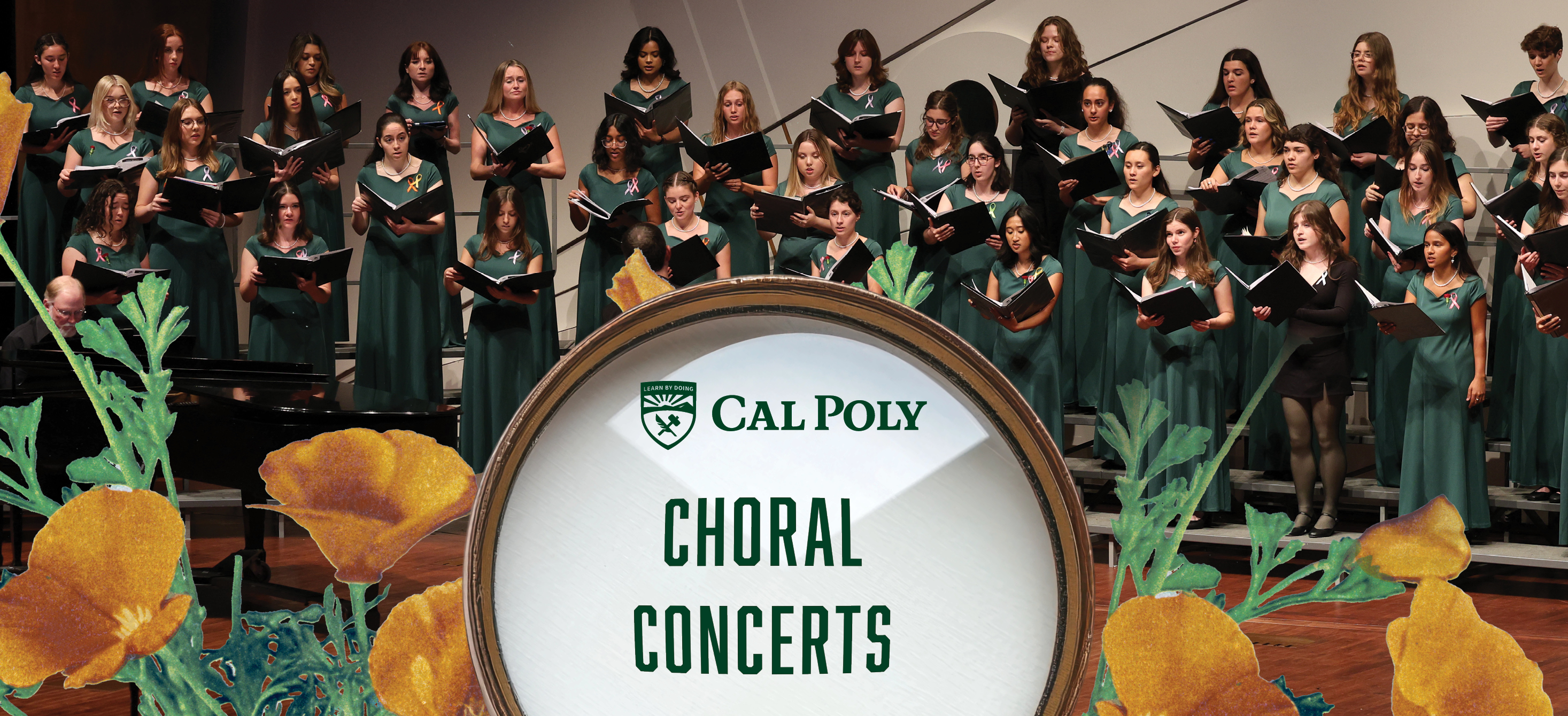 Singers with California poppies