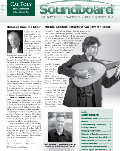 cover of 2013 spring newsletter