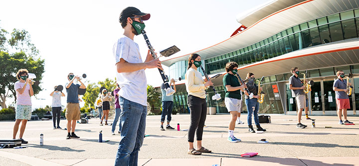 Mustang Band socially distanced rehearsal